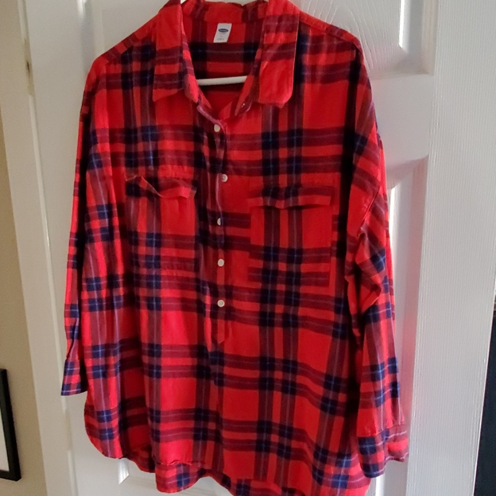 mid cuff flannel blouse
